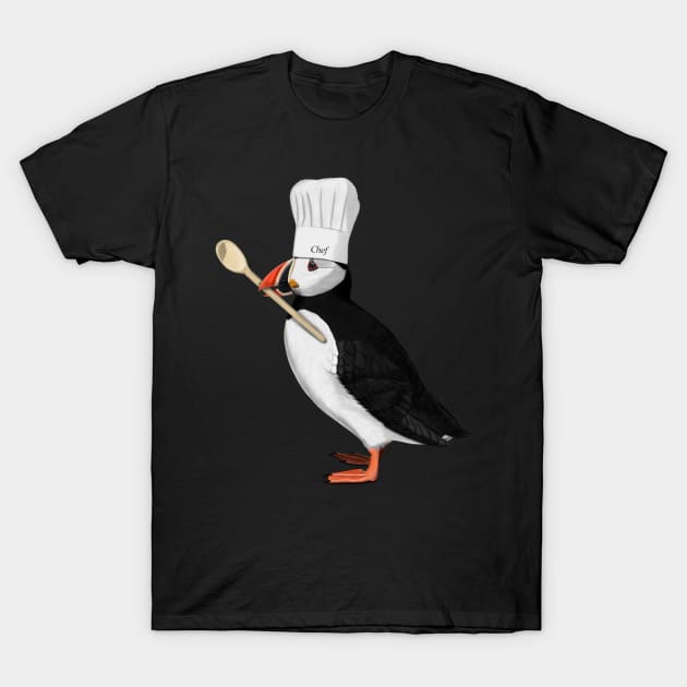 Puffin Chef Bird Illustration T-Shirt by jzbirds